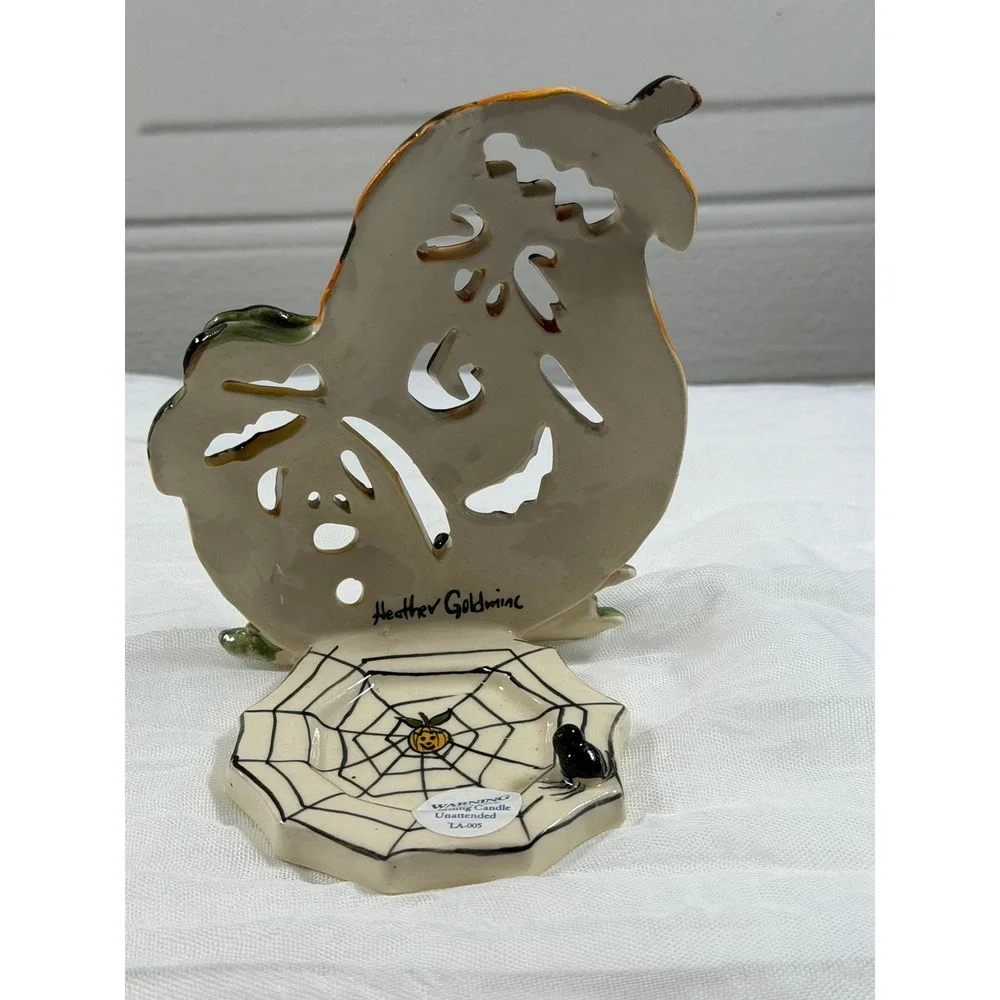 Blue Sky Clayworks Heather Goldminc Halloween Pumpkin Candle Holder HW22097